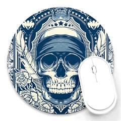 Skull Drawing Round Mousepad