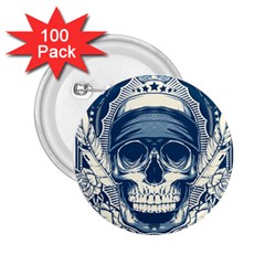 Skull Drawing 2.25  Buttons (100 pack) 