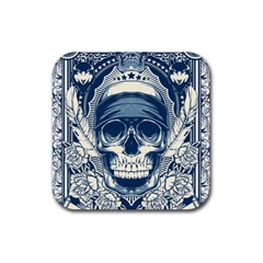 Skull Drawing Rubber Coaster (square) by Salman4z