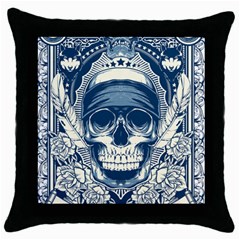 Skull Drawing Throw Pillow Case (black)