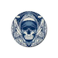 Skull Drawing Rubber Coaster (round)