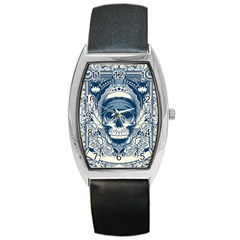 Skull Drawing Barrel Style Metal Watch