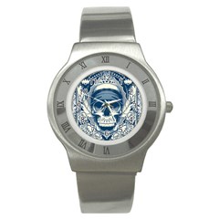 Skull Drawing Stainless Steel Watch