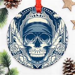 Skull Drawing Round Ornament (two Sides)