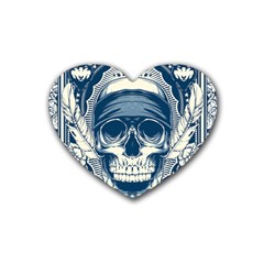 Skull Drawing Rubber Coaster (heart) by Salman4z