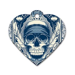 Skull Drawing Dog Tag Heart (two Sides)