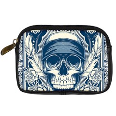 Skull Drawing Digital Camera Leather Case