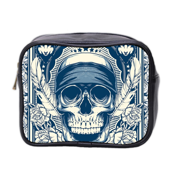 Skull Drawing Mini Toiletries Bag (Two Sides)