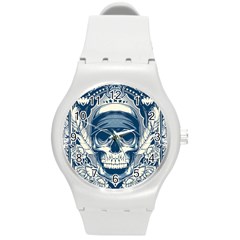 Skull Drawing Round Plastic Sport Watch (m) by Salman4z