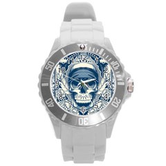 Skull Drawing Round Plastic Sport Watch (l) by Salman4z