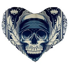 Skull Drawing Large 19  Premium Heart Shape Cushions