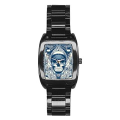 Skull Drawing Stainless Steel Barrel Watch by Salman4z