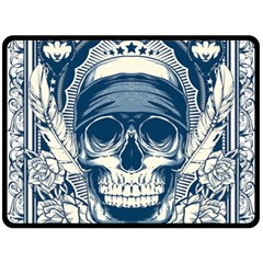 Skull Drawing Two Sides Fleece Blanket (Large)