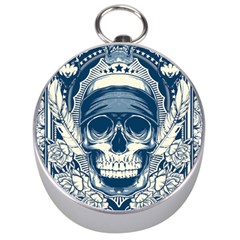 Skull Drawing Silver Compasses