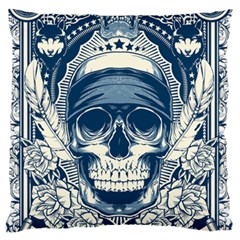 Skull Drawing Large Premium Plush Fleece Cushion Case (one Side) by Salman4z