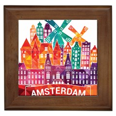 Vector Graphics Amsterdam Silhouette Framed Tile by Salman4z