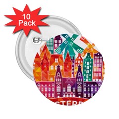 Vector Graphics Amsterdam Silhouette 2 25  Buttons (10 Pack) 