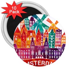 Vector Graphics Amsterdam Silhouette 3  Magnets (10 Pack)  by Salman4z