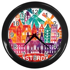 Vector Graphics Amsterdam Silhouette Wall Clock (black) by Salman4z