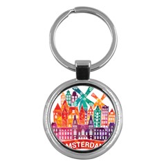 Vector Graphics Amsterdam Silhouette Key Chain (round) by Salman4z