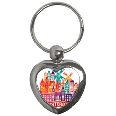 Vector Graphics Amsterdam Silhouette Key Chain (heart) by Salman4z