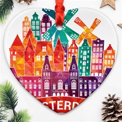 Vector Graphics Amsterdam Silhouette Heart Ornament (two Sides) by Salman4z