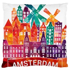 Vector Graphics Amsterdam Silhouette Large Cushion Case (two Sides)