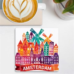 Vector Graphics Amsterdam Silhouette Uv Print Square Tile Coaster  by Salman4z