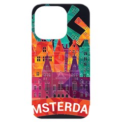 Vector Graphics Amsterdam Silhouette Iphone 14 Pro Black Uv Print Case by Salman4z