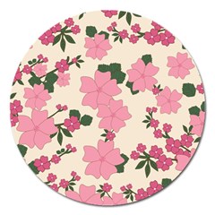 Floral Vintage Flowers Magnet 5  (round)