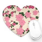 Floral Vintage Flowers Heart Mousepad Front