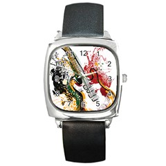 Electric Guitar Grunge Square Metal Watch by Salman4z