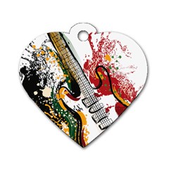 Electric Guitar Grunge Dog Tag Heart (one Side)