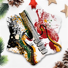 Electric Guitar Grunge Snowflake Ornament (two Sides)