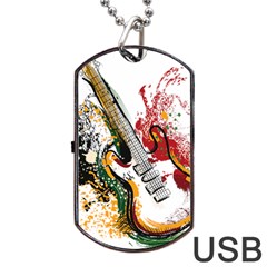 Electric Guitar Grunge Dog Tag Usb Flash (two Sides) by Salman4z