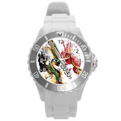 Electric Guitar Grunge Round Plastic Sport Watch (l) by Salman4z