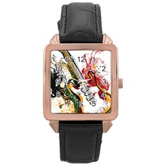 Electric Guitar Grunge Rose Gold Leather Watch  by Salman4z