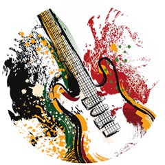 Electric Guitar Grunge Wooden Puzzle Round by Salman4z