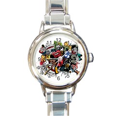 Mural Graffiti Paint Round Italian Charm Watch by Salman4z