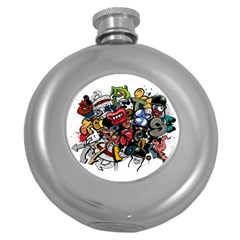 Mural Graffiti Paint Round Hip Flask (5 Oz) by Salman4z