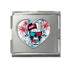 That Cool Graffiti Skull Mega Link Heart Italian Charm (18mm)