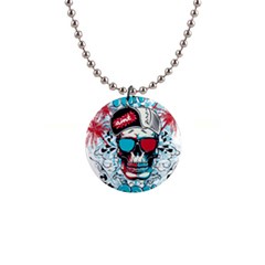 That Cool Graffiti Skull 1  Button Necklace by Salman4z