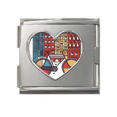 Amsterdam Graphic Design Poster Illustration Mega Link Heart Italian Charm (18mm) by Salman4z