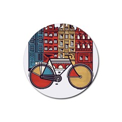 Amsterdam Graphic Design Poster Illustration Rubber Round Coaster (4 Pack) by Salman4z