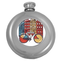 Amsterdam Graphic Design Poster Illustration Round Hip Flask (5 Oz) by Salman4z