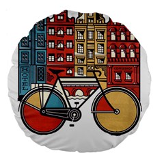 Amsterdam Graphic Design Poster Illustration Large 18  Premium Flano Round Cushions by Salman4z