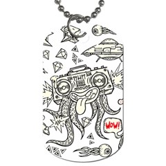 Drawing Clip Art Hand Painted Abstract Creative Space Squid Radio Dog Tag (two Sides) by Salman4z