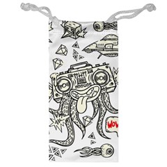 Drawing Clip Art Hand Painted Abstract Creative Space Squid Radio Jewelry Bag by Salman4z