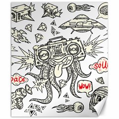 Drawing Clip Art Hand Painted Abstract Creative Space Squid Radio Canvas 8  X 10  by Salman4z