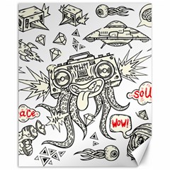 Drawing Clip Art Hand Painted Abstract Creative Space Squid Radio Canvas 11  X 14  by Salman4z